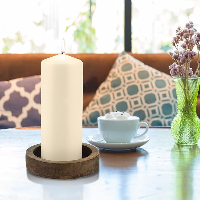 Stonebriar 80 Hour Long Burning Unscented Pillar Candles, 3x8, Ivory, 6 count