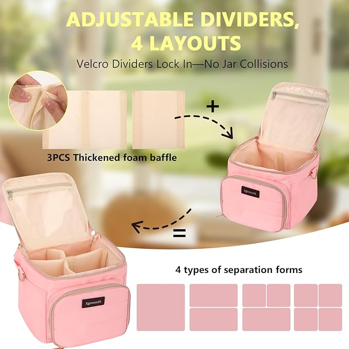 Scented Candles Carrying Case, Aromatherapy Organizer Bag with Adjustable Dividers,Holds 4 Bottles, Candle Travel Storage Bag, Birthday Valentine's Gift for Women Mom（Bag Only）