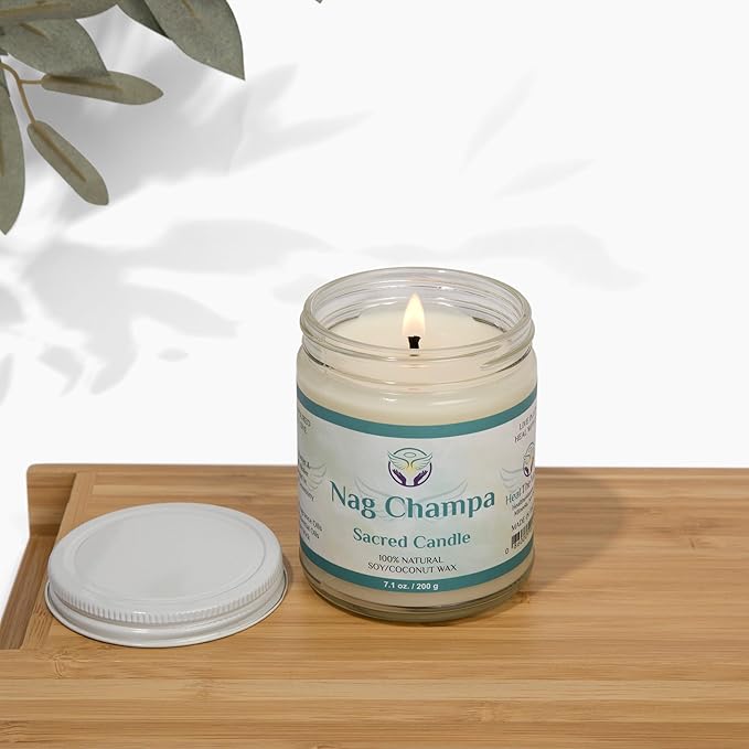 White Sage Candles for Cleansing House Chakra Healing | Energy Cleansing Smudge Candle | Natural Aromatherapy Candle | Sage for Cleansing House Negative Energy (7 oz) (Nag Champa)