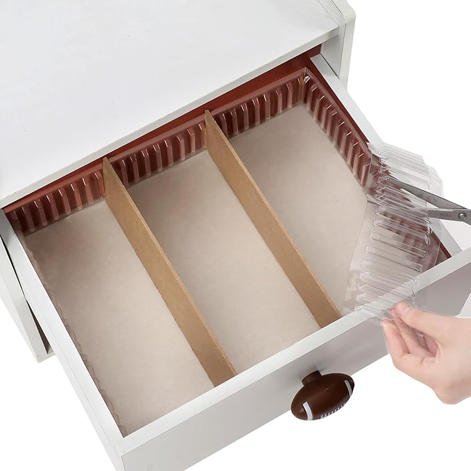 Geelin 120" l x 2-3/4" H Drawer Divider Holder for 1/4" DIY Adhesive Clear Vinyl Drawer Divider Brackets Organizer for Kitchen Bedroom Office Storage