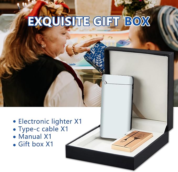 GADATOP Electric Lighter Rechargeable USB Lighter Personalized Creative Lighters Plasma Cool Lighters LED Battery Indication Gifts for Men Boyfriend Husband (Noble Titanium)
