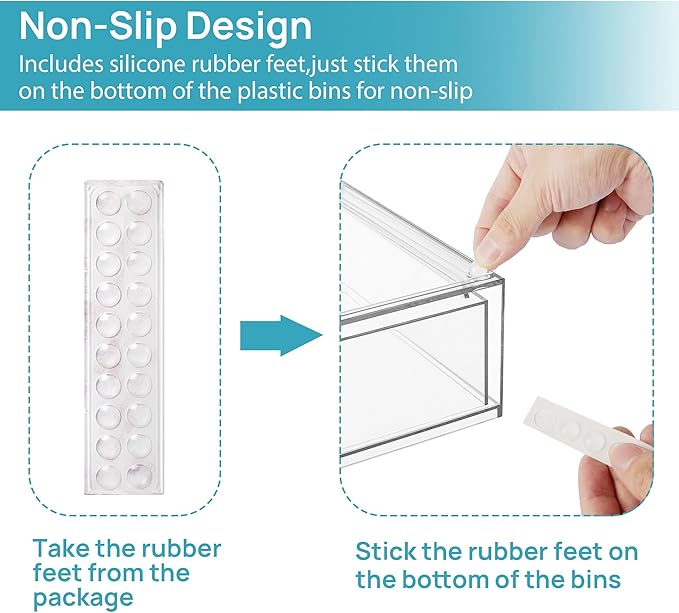 Vtopmart Stackable Storage Drawers Set of 6, Clear Plastic Organizer Bins for Bathroom Supplies, Ideal for Cabinet,Shelf, Pantry, Laundry Room Organization