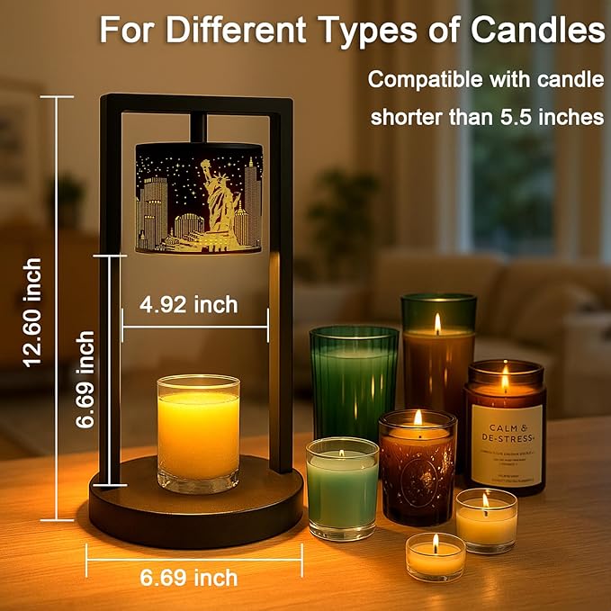 Candle Warmer Lamp with Timer Wax Melt Warmer for Scented Jar Candles Candle Lamp Warmer Gifts for Mom Christmas Gift, House Warming Gifts New Home Office Dorm Room Fall Decor (Statue of Liberty)