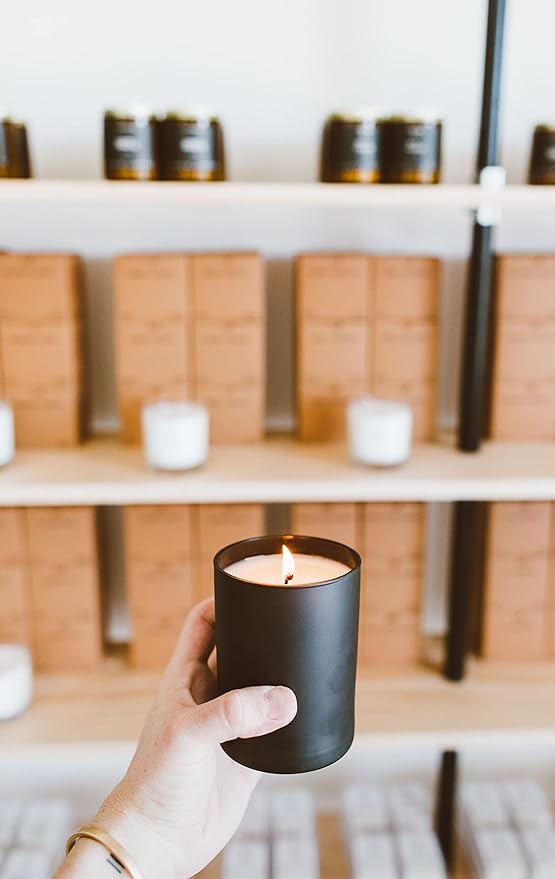 Calyan Wax Co. Desert & Agave Scented Candle - 75 Hour Burn - Luxury Non Toxic Soy Wax Candles - Long Lasting Black Tumbler Jar Candle for Home - 10.2oz