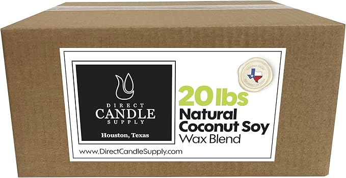 Direct Candle Supply - 20 lb Coconut Soy Candle Wax for Candle Making - Creamy Blend for High Load Fragrance Formulation, Coco Wax, Coconut Soy Candle Wax, Cera para Velas