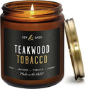 Teakwood & Tobacco Candle I Scented Black Candles for Men or Women - Teakwood, Tobacco & Orange Soy Wax Mens Candle - Infused w/Essential Oils | Long-Lasting 50Hr Burn, 9oz I Non Toxic I Made in USA