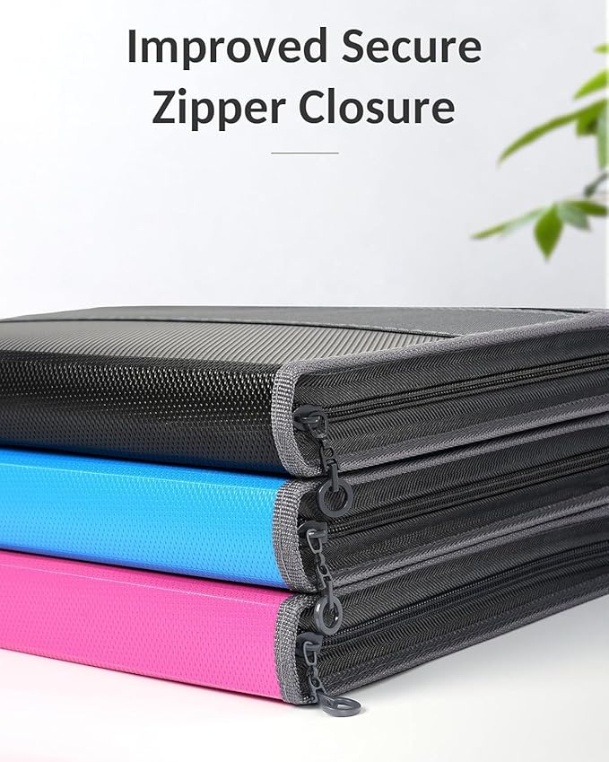 Sooez Accordion File Organizer with Safe Zipper, 12 Pocket Expanding File Folder with Front Pencil Pouch, Portable Monthly Paper Bill Tax Receipt Organizer, School Office Supplies, Letter Size, Blue