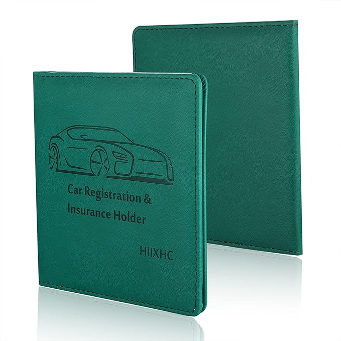 Car Registration and Insurance Holder, 5.5 x 5 Inch PU Leather Vehicle Glove Box Organizer Wallet Case Organizer for Insurance Card, Driver License, Essential Document, Paperwork