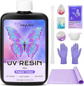 HeyClear 250g UV Resin kit -Crystal Clear, Hard UV Epoxy Resina para Manualidades Fast Curing Glue uv with Silicone Molds, Mat for Beginners Jewelry Making, DIY Crafts Art, Casting Coating