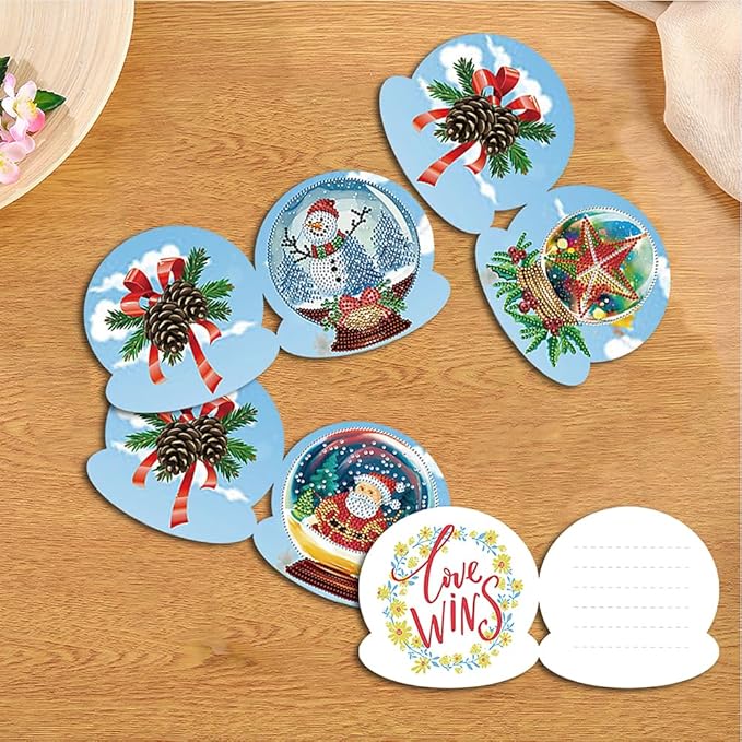 10PCS Special Shape Diamond Drawing Cards Xmas Crystal Ball Set DIY Diamond Painting 5.91x5.91inch