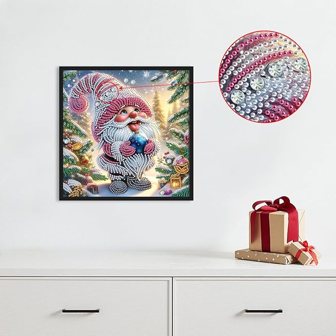 antor Diamond Art Painting Kits for Adults, Christmas Gnome 5D Special Shape Diamond Art Kits for Beginners, Crystal Rhinestones Diamond Art Painting for Home Wall Christmas Decoration Gift 12×12inch