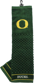 Team Golf NCAA Oregon Ducks Embroidered Golf Towel Embroidered Golf Towel, Checkered Scrubber Design, Embroidered Logo