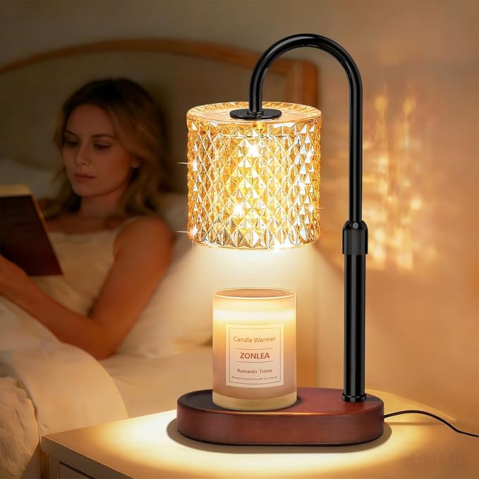 ZENLEA Candle Warmer Lamp with Timer, Wax Melt Warmer with Timer and Dimmer, Adjustable Height Lamp Candle Warmer for Jar Candles, House Warming Gift for Women & Mom, Ideal Christmas Gift