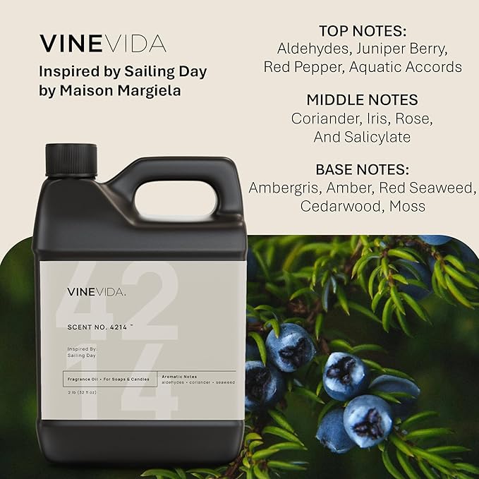 VINEVIDA [32 Oz] Scent NO. 4214 Inspired by Sailing Day | Premium Fragrance Oil for Candle Making & Soap Making | Candle Scents for Soy Wax | Scented Oils for Car Freshies & Bath Products