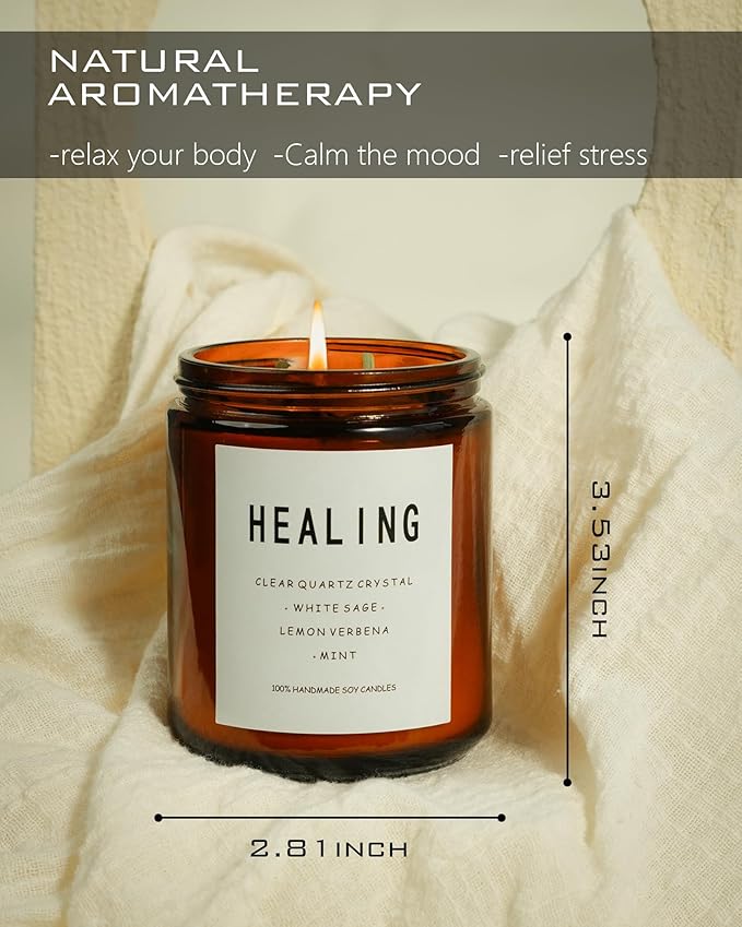 Healing Energy Candle, Negative Energy Cleansing,Soy Aromatherapy, Handmade Crystal Candle for Soothing.(Healing)