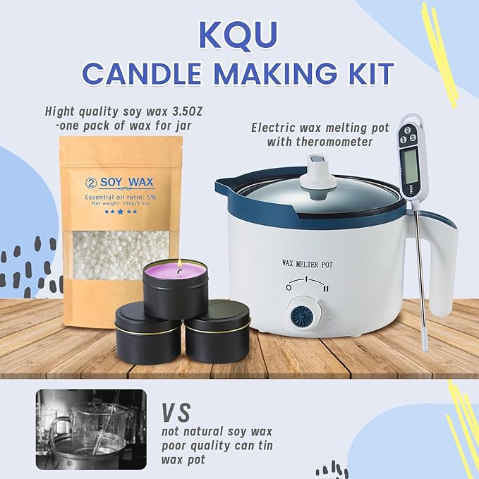 Candle Making Kit for Adults, Scented Candle Maker Set and Tealight Cups, Premium Wax Melts Pot Kit to Make Your Own