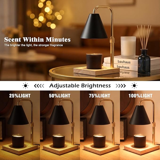 Candle Warmer Lamp with Timer - Gifts for Mom Grandma, Birthday Gifts for Women, Mothers Days Gifts, House Warming Gifts New Home Decor, Dimmable Wax Melt Black