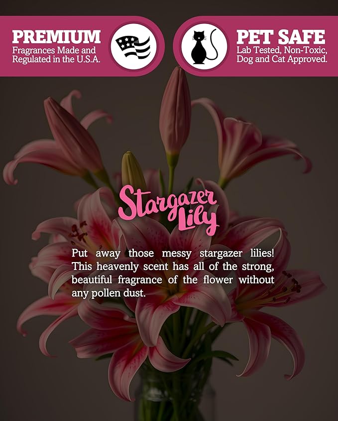 Stargazer Lily Highly Scented Natural 3 Wick Candle, Essential Fragrance Oils, 100% Soy, Phthalate & Paraben Free, Clean Burning, 14.5 Oz.