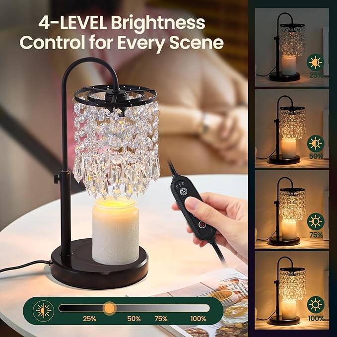 Candle Warmer Lamp with Timer Dimmer and 3 Bulbs, Lamp Candle Warmer with Marble Base,Wax Melt Warmer for Jar Candles, Birthday Gifts for Women Mom, House Warming Gifts New Home Decor