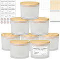 SUPMIND 12oz Large Frosted Glass Jars 8 Pack With Bamboo Lids and Wick Kit, 2/3 Wide Mouth Container for Candle Making, Ideal for Business Owners
