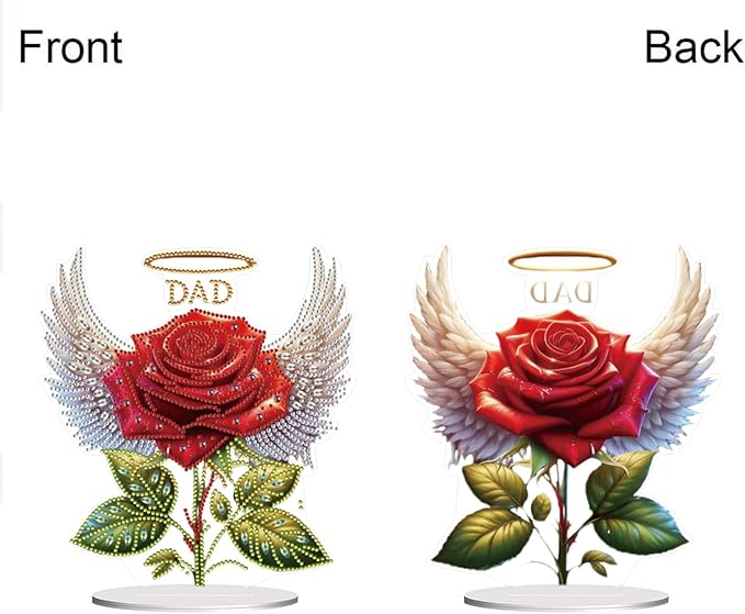 ARTopet DIY Diamond Desktop Ornament PET Irregular Shape Special Shaped Crystal Double Sided Pattern Single Sided Drill Diamond Art Painting Tabletop Home Ornaments Decor-Father's Day Roses