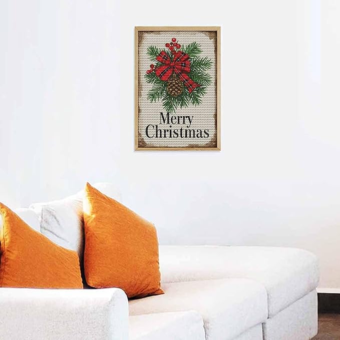 AIVKIEJK Diamond Painting Kits for Adults - Merry Christmas Holly, Pine Cones & Red Plaid Bow Painting DIY 5D Full Drill Diamond Dots Paintings with Diamonds Gem Art and Crafts Home Decor 8"x12"