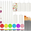 Conelist 72 Pcs DIY Candle Painting Kit Include 12 White Pillar Taper Candles 60 Colored Tealight Candles and Paint Brushes for Crafts Birthday Wedding Tea Party Party Favors