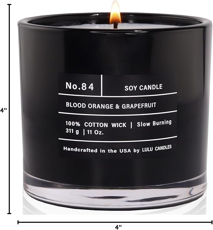 Lulu Candles | Blood Orange & Grapefruit | Smells Citrusy & Uplifting | Luxury Scented Soy Jar Candle | Hand Poured in The USA | Highly Scented Long Lasting (11 Oz.)
