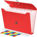 Expanding File Folder, 13 Pockets Accordian File Holder Organizer, A4 Letter Size Paper Document Receipt Organizer Accordion Filing Folder for Classroom, Home, Office and Travel, Red