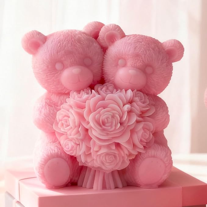 Tulip Flower Bear Heart Cylinder Candle & Resin Mold - Resin Casting Silicone Molds for Home Decor & Candle Making Wave Spiral Mold
