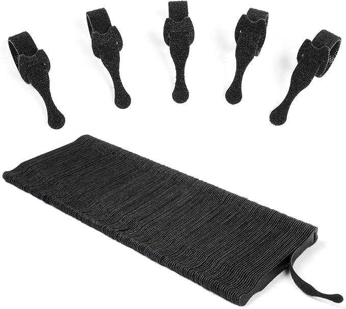 OneLeaf 180PCS Reusable Cable Ties, Black Adjustable 4-Inch Cord Organizer Ties, Multi-purpose Hook Loop Cable Management Wire Ties for Organizing Home, Office, Data Centers (OL-VCT-SG)