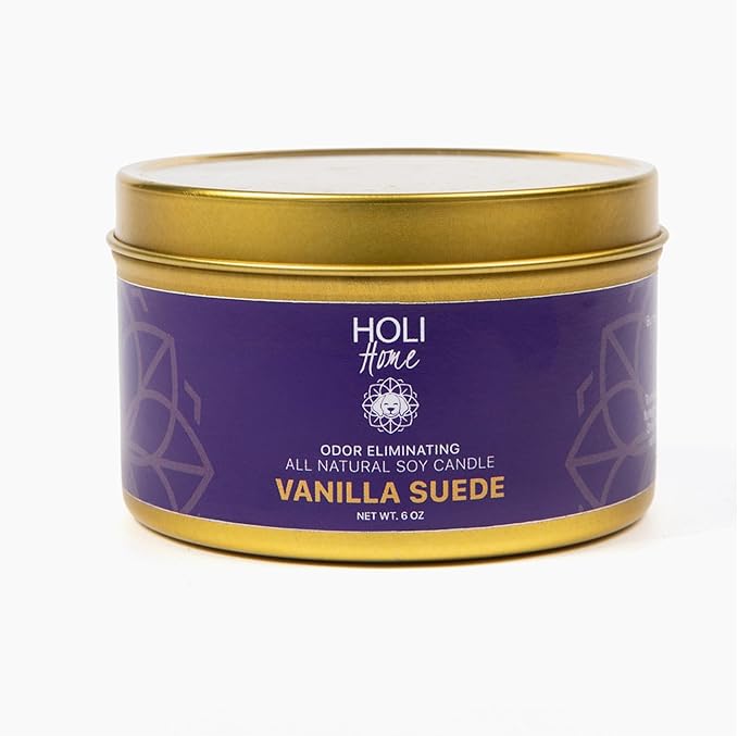 HOLI Pet Odor Eliminator Candle – Vanilla Suede Scent – All Natural Soy Wax, Paraben & Phthalate Free, Pet Safe, Long-Lasting 30-Hour Burn, Non-Toxic & Plastic-Free Air Freshener for Home