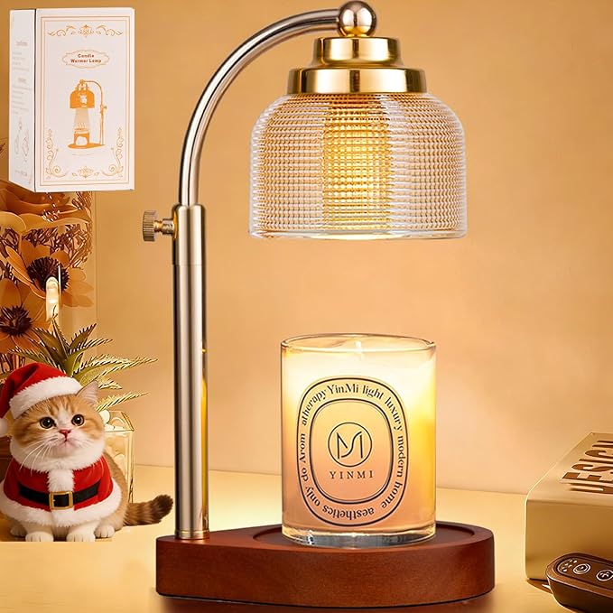 Candle Warmer Lamp with Timer Dimmer, Adjustable Height Wax Melt Warmer for Jar Candles, Vintage Home Decor & Aesthetic Bedroom Decor, Birthday Gifts for Women Mom Sister with 2 Replacement Bulbs