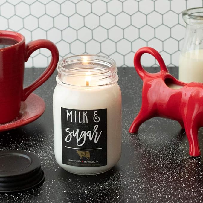 Milkhouse Candle Company - Milk & Sugar - 13oz Beeswax and Soy Candles - Farmhouse Collection - 100% Natural, Paraffin Free, with Premium Fragrance Oil, Glass Jars with Lids