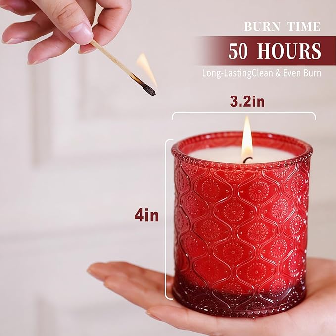 Red Rose Scented Candle for Mother's Day, Soy Wax Scented Candles for Women, Large Jar Candle | 50 Hours Burning Aromatherapy Candles Home Fragrance Candles Gift