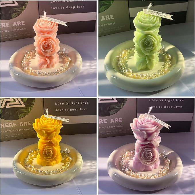 Candle Molds,Rose Pillar Candle Mold for Making Home Decor Wedding Decor Crafts Gifts,Candle Molds for Candle Making,Aromatherapy Candle Making Supplies
