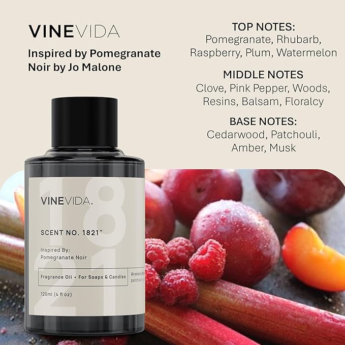 VINEVIDA [10mL] Pomegranate Noir Fragrance Oil for Candle Making - Natural Candle Oil Scents - Soap Making Essential Oil - Made in USA
