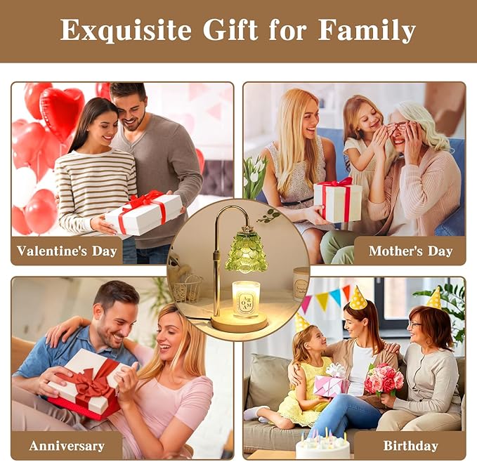 GEEZO Fragrance Candle Warmer Lamp，Electric Candle Warmer with Timer & Dimmer，Mom Christmas Birthday Gifts for Women, House Warming Gifts New Home Bedroom Decor