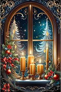 mjcakrn Christmas Diamond Art Kits for Adults, Christmas Candles Diamond Painting Kits for Adults Beginners, 5D DIY Full Drill Round Rhinestone Gem Art Crafts Paintings for Home Wall Decor 12x16 inch