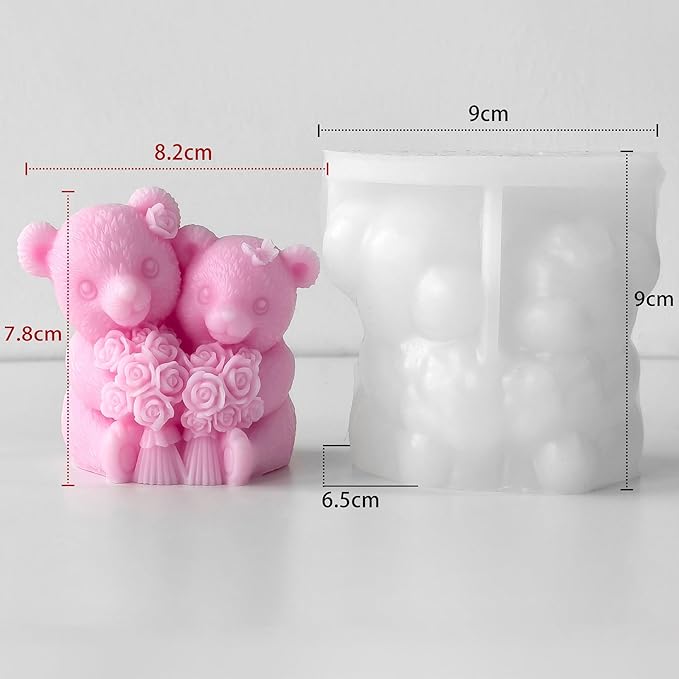 Tulip Flower Bear Heart Cylinder Candle & Resin Mold - Resin Casting Silicone Molds for Home Decor & Candle Making Wave Spiral Mold