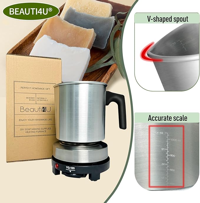 BEAUTI4U Soap Making Kit for Adults - Soap Making Supplies Heating Furnace - DIY Soap Making Kit for Adults Electric Furnace