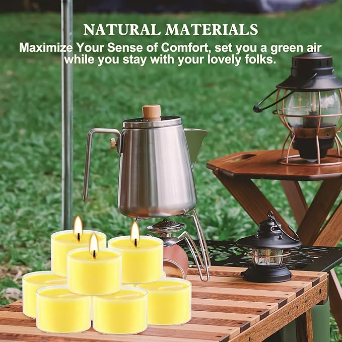 8-Hour 100 Pack Citronella Tealight Candles, Outdoor and Indoor Summer Scented Candle,Natural Soy Wax Candle for Home Patio Garden Yard Balcony,BBQ Birthday Emergency