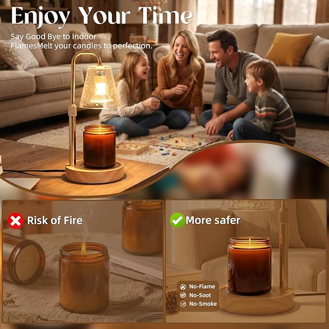 Glimra Candle Warmer Lamp Electric Timer,Candles Wax Melt Lamp for Jar Candles,Adjustable Candle Warmer Birthday Gifts,for Mom Women Friend Sister,Office Apartment Dorm Room Home Decor Amber
