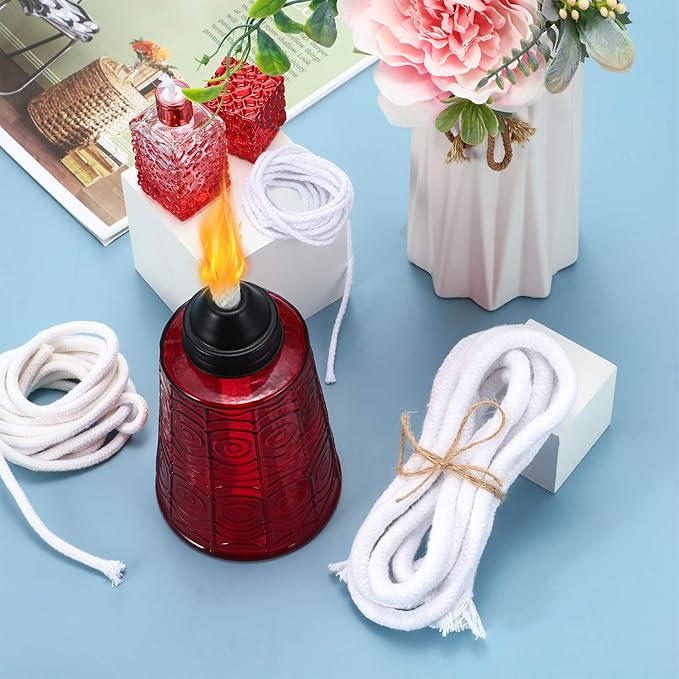 BBTO 6.56 Feet Candle Oil Lamp Wicks Replacement Braided Round Wick for Oil Lamps, DIY Handmade Candle Lantern Making Supplies for Winter Easter Birthday Party(8 mm/ 0.3 Inch)