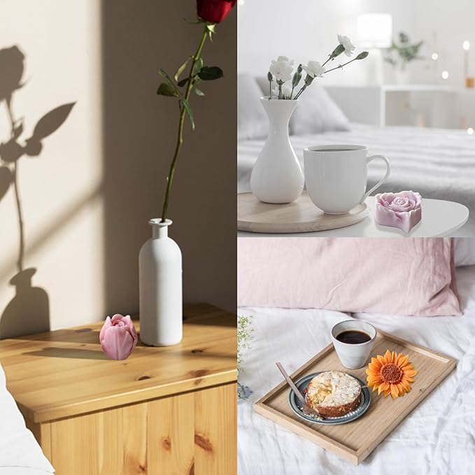 9 PCS Flower Candle Molds for Valentine‘s Day Rose Tulip Silicone Candle Mold Flower Shapes Moldes De Rosas Silicona para Velas for Soy Wax, Beeswax, Candle Making, Resin Craft