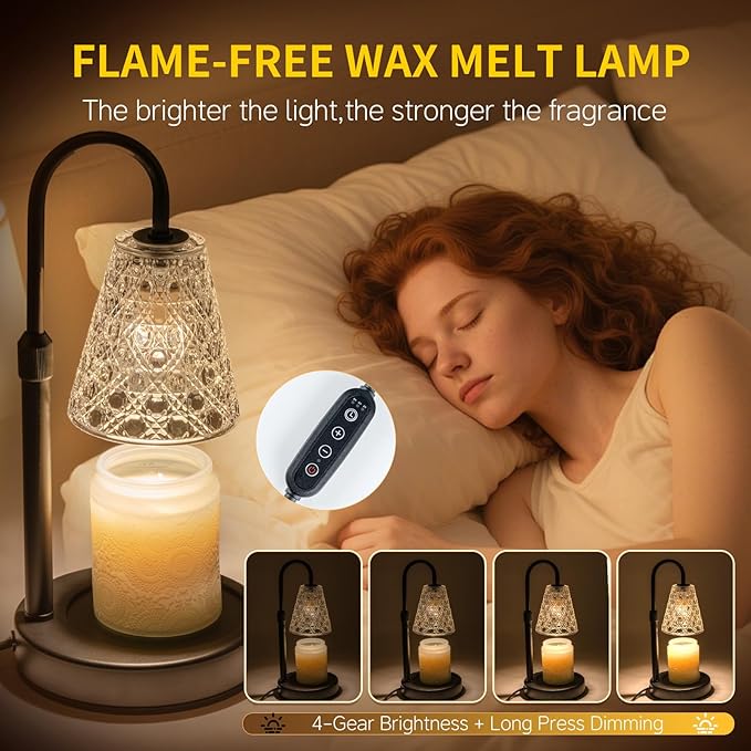 Candle Warmer Lamp with Timer Dimmable, Birthday Gifts for Women Mom, House Warming Gifts New Home Decor, Wax Melt Warmer for Jar Candles with 2 Bulbs