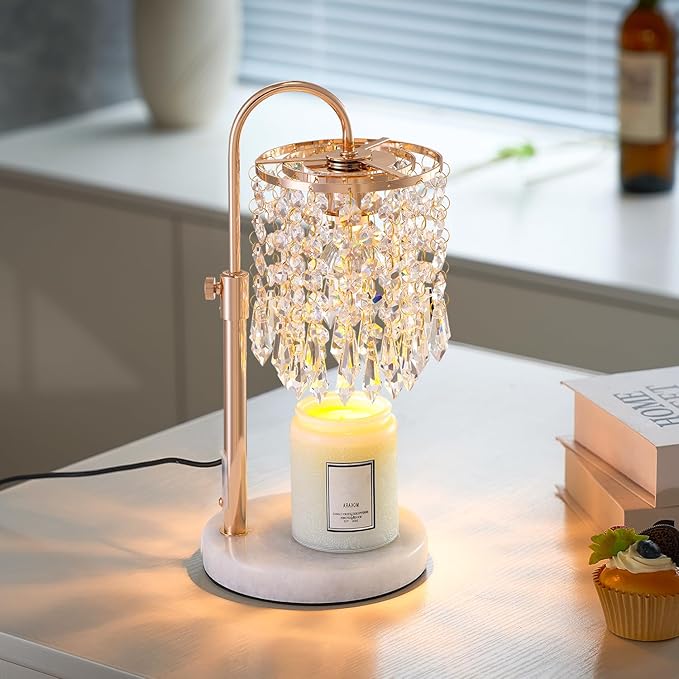 Candle Warmer Lamp with Timer Dimmer and 3 Bulbs, Lamp Candle Warmer with Marble Base,Wax Melt Warmer for Jar Candles, Birthday Gifts for Women Mom, House Warming Gifts New Home Decor