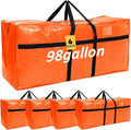 Windyun 4 Pack 98 Gallon Extra Large Moving Bags XXL Heavy Duty Storage Bag with Strong Zipper Handle Jumbo Big Tote Box Foldable for College Dorm Travel Clothes Duffle Blanket Pillow(Orange)