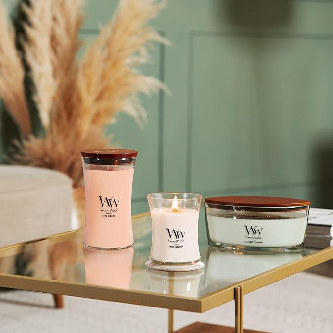 WoodWick Sagewood & Seagrass Gifts for Women and Men, 16 oz Ellipse Candle with Crackling Wick