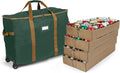 Covermates Keepsakes Rolling Adjustable Ornament Storage Bag – Heavy-Duty Polyester, FlexGrid Trays & Padded Dividers – Protective Holiday Organizer with Wheels, Handles & ID Window, Green